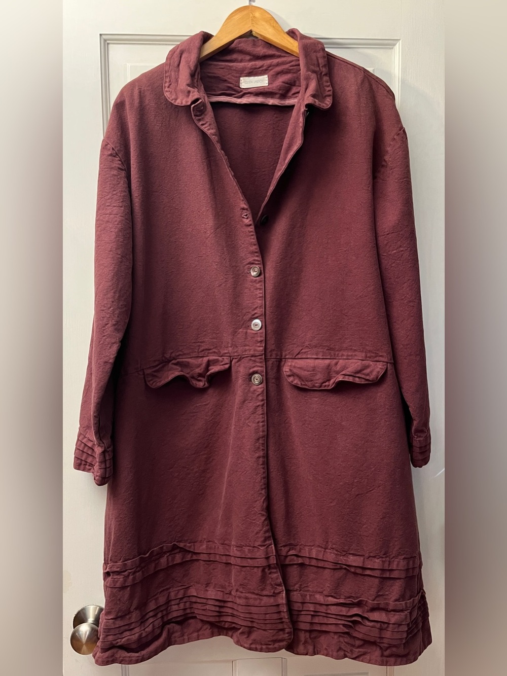 Krista Larson Rust-Colored 100% Cotton Long Coat Jacket
